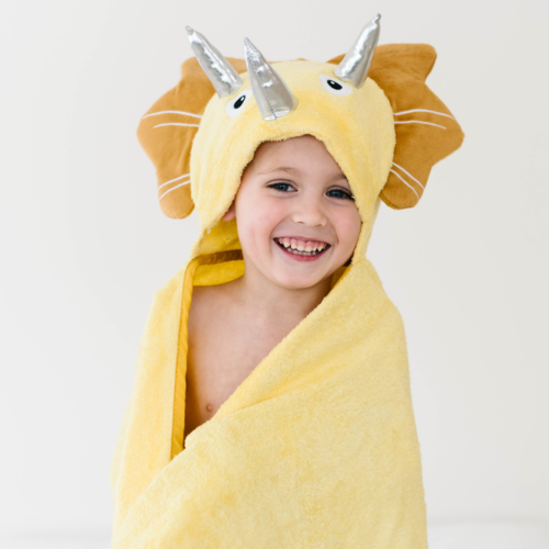 Dinosaur Hooded Baby Towel - Yellow | Soft Hooded Bath Towel for Toddlers
