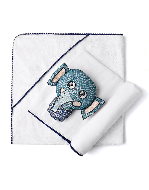 3-Piece Bamboo Newborn Gift Set - Hooded Towel, Swaddle & Rattle | Perfect Baby Shower Gift