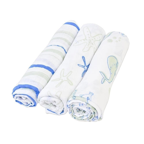Starfish Muslin Swaddle Blanket - 47x47" | 100% Cotton Baby Swaddle