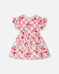 Organic Cotton Jersey Dress Pink Printed Cherries