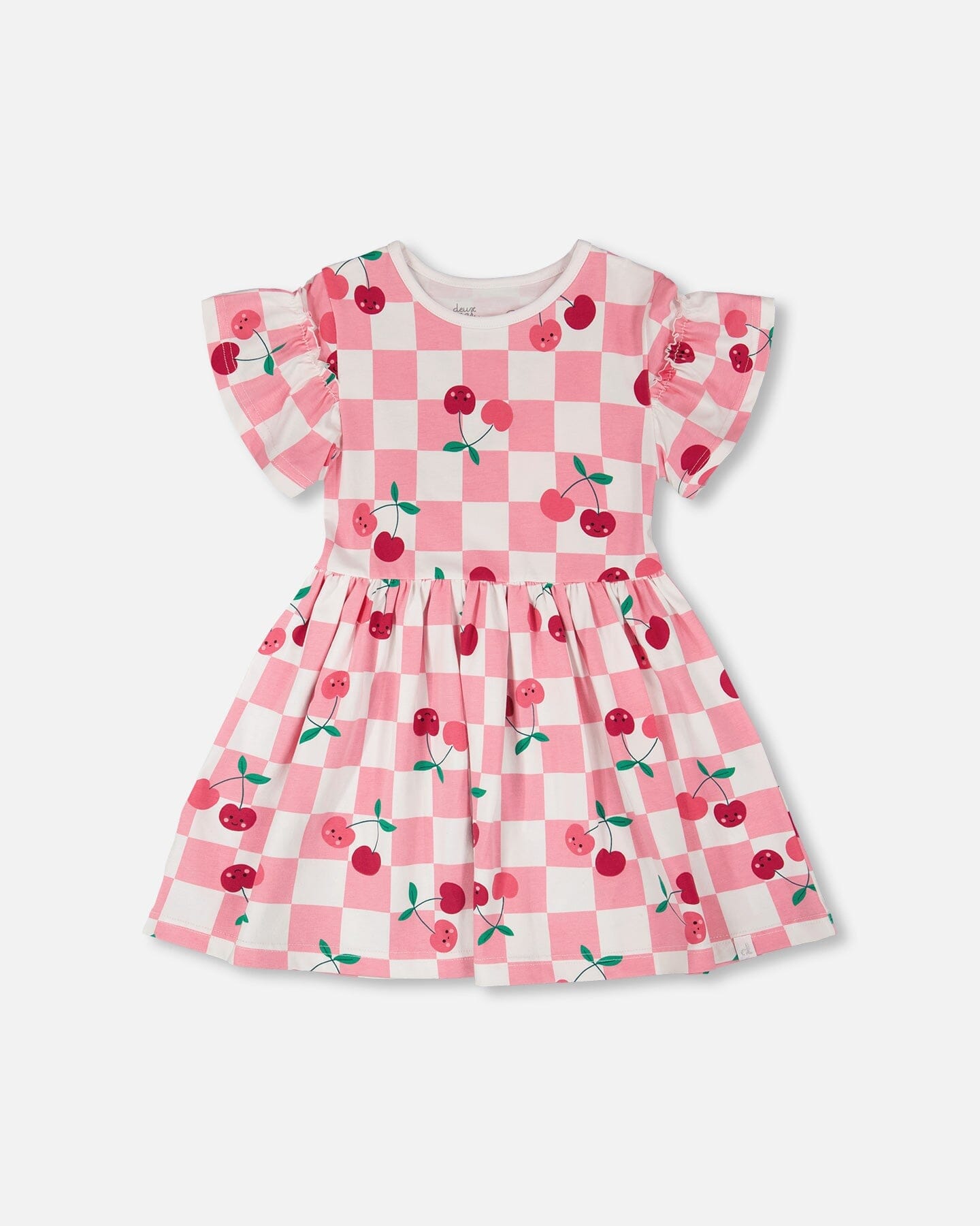 Organic Cotton Jersey Dress Pink Printed Cherries
