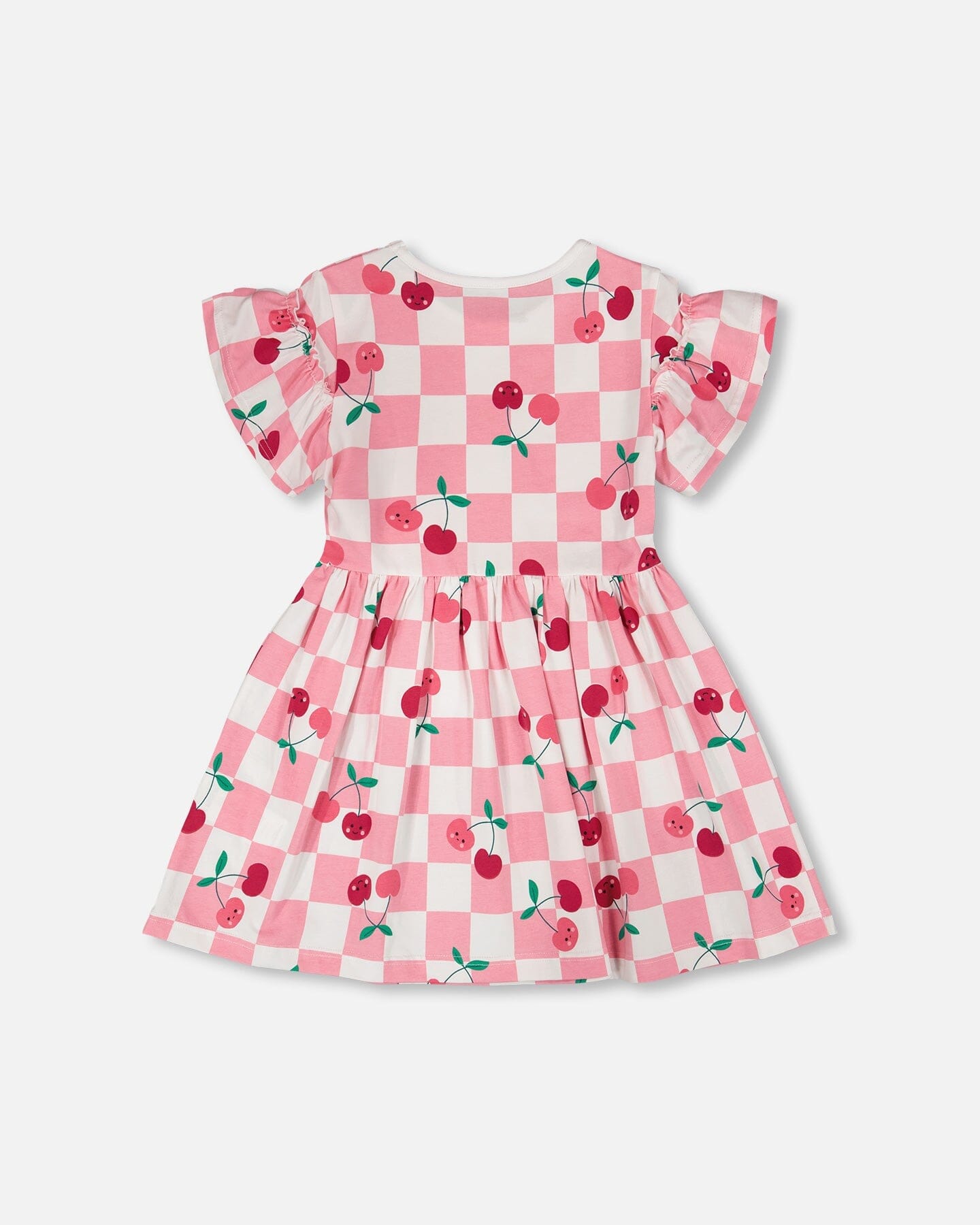 Organic Cotton Jersey Dress Pink Printed Cherries