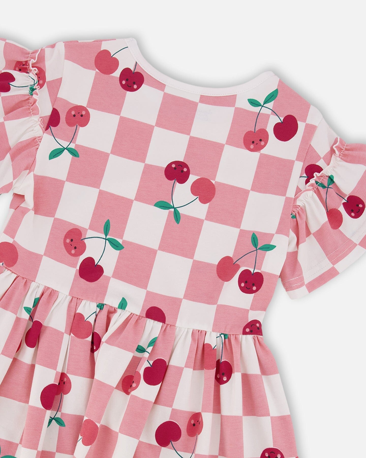 Organic Cotton Jersey Dress Pink Printed Cherries