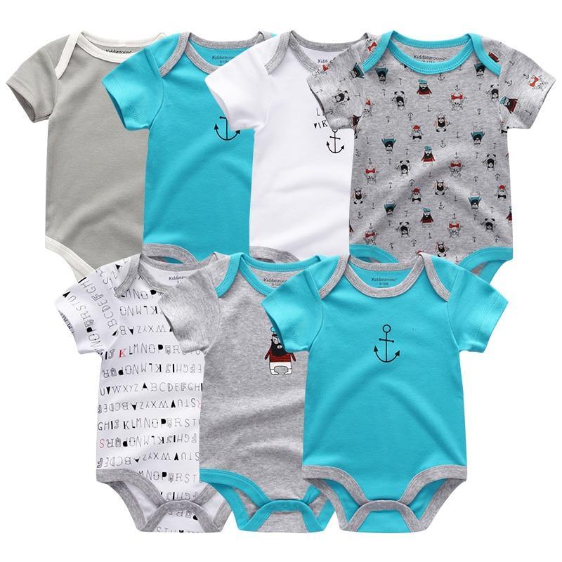 Unisex Baby Rompers, 7-Piece Cotton Set (3–12 Months)