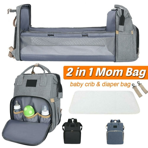 Convertible Stroller Diaper Bag with Baby Bed - 2-in-1 Travel Organizer