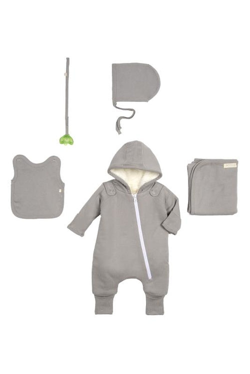 GOTS Certified Organic Cotton Baby Jumpsuit - Fleece Lined with Bib