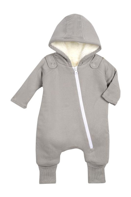 GOTS Certified Organic Cotton Baby Jumpsuit - Fleece Lined with Bib