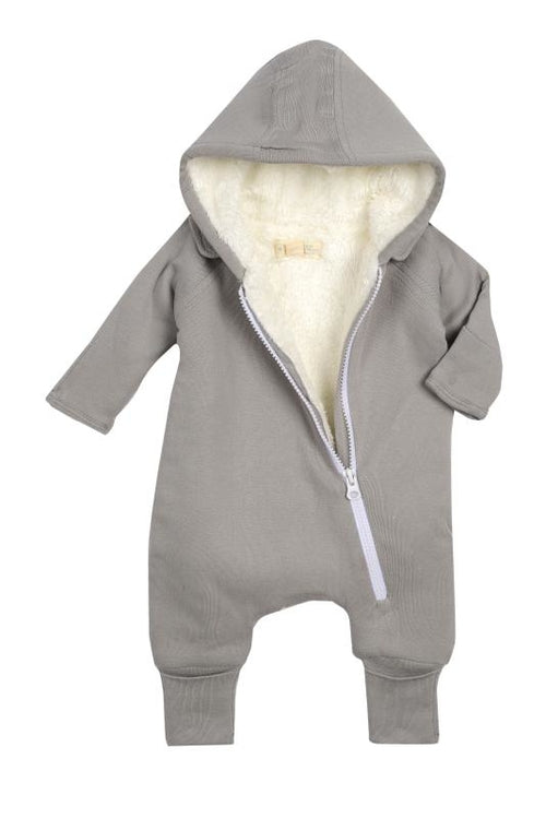 GOTS Certified Organic Cotton Baby Jumpsuit - Fleece Lined with Bib