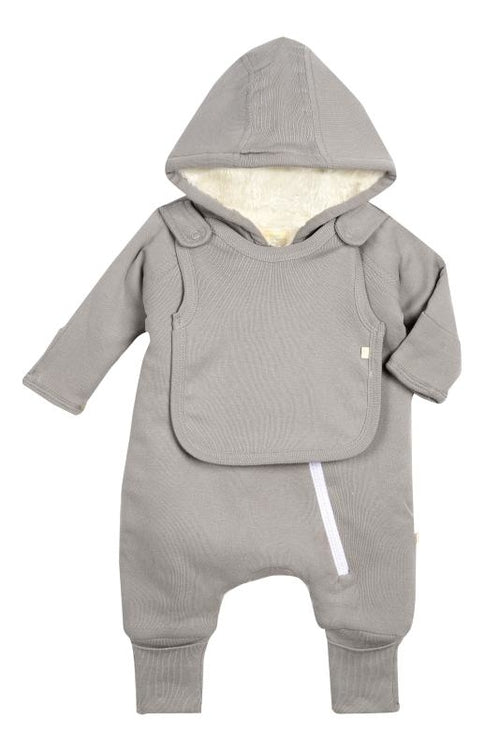 GOTS Certified Organic Cotton Baby Jumpsuit - Fleece Lined with Bib