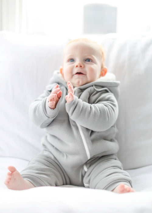 GOTS Certified Organic Cotton Baby Jumpsuit - Fleece Lined with Bib