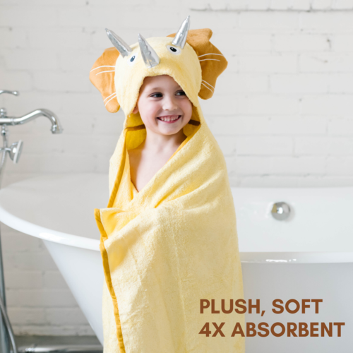 Dinosaur Hooded Baby Towel - Yellow | Soft Hooded Bath Towel for Toddlers