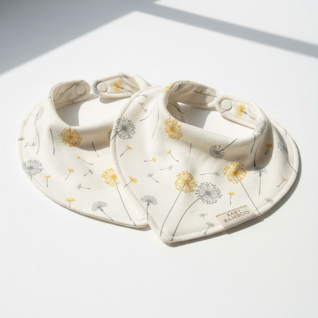 Dandelions Bamboo Heart Bib 2PK
