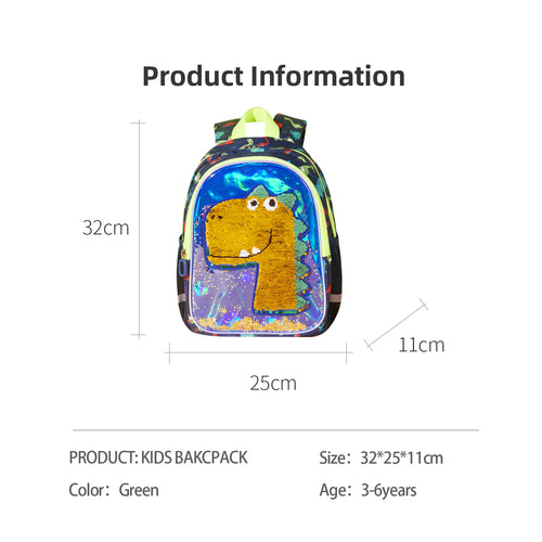 Dinosaur Sequin Backpack - Reversible Color-Changing Kids Bag