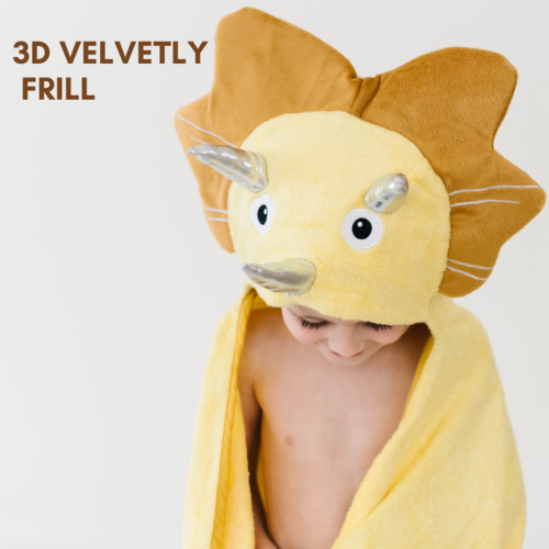 Dinosaur Hooded Baby Towel - Yellow | Soft Hooded Bath Towel for Toddlers