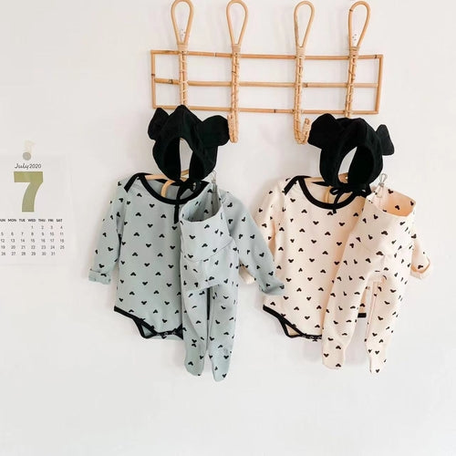 Cotton Baby Onesie & Trousers Set - Adorable Cartoon Print 2-Piece