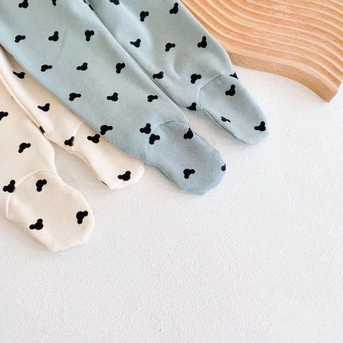 Cotton Baby Onesie & Trousers Set - Adorable Cartoon Print 2-Piece