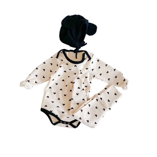 Cotton Baby Onesie & Trousers Set - Adorable Cartoon Print 2-Piece