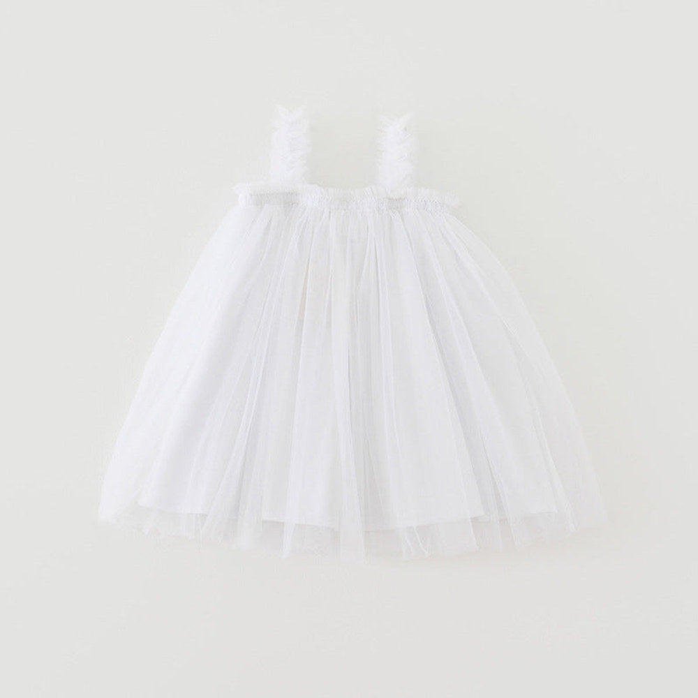 Summer Baby Kids Girls Sleeveless Plain Tulle Strap Dress
